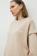 Bluzy damskie - MMC STUDIO bluza bawełniana damska kolor beżowy gładka - miniaturka - grafika 1