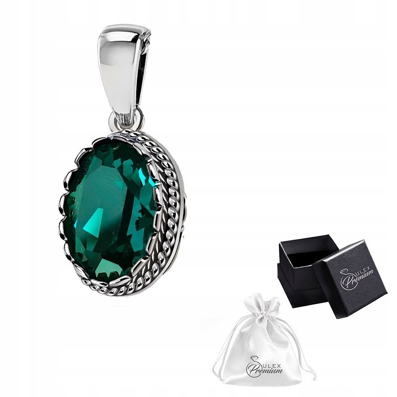 Zawieszka srebrna próba 925 Kryształ Emerald mała Srebro wisiorek elegancki