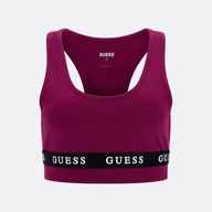 Koszulki sportowe damskie - Damski top basic GUESS ALINE TOP ECO STRETCH - bordowy - miniaturka - grafika 1