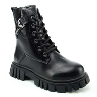 Botki damskie - MissMe 24DZ23-8045 Botki dziecięce trzewiki ocieplane czarne - miniaturka - grafika 1