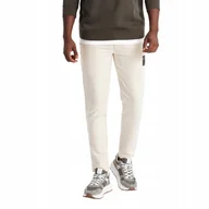 Dresy męskie - Męskie dresowe spodnie z logotypem kremowe V2 OM-PASK-0167 XXL - miniaturka - grafika 1