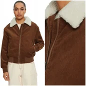 Kurtki damskie - Wrangler AVIATOR JACKET ocieplana damska sztruksowa kurtka pilotka miś M - miniaturka - grafika 1