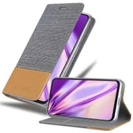 Etui i futerały do telefonów - Etui Cadorabo do Samsung Galaxy M20 w kolorze LIGHT GREY BROWN Etui na telefon komórkowy z magnetycznym zamknięciem, funkcją podstawki i miejscem na kartę Etui Etui ochronne Etui z klapką w stylu książki - miniaturka - grafika 1