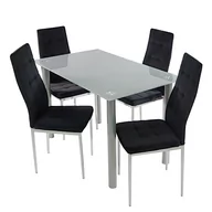 Stoły z krzesłami - Stół NICEA szary i 4 krzesła MONAKO VELVET czarne - miniaturka - grafika 1