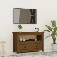 Szafki RTV - Szafka pod TV, miodowy brąz, 79x35x52 cm, lite drewno sosnowe - miniaturka - grafika 1
