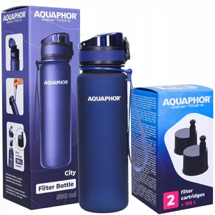 Aquaphor City Butelka Filtrująca  0,5L Niebieska + 3X Wkład Filtrujący - Butelki filtrujące - miniaturka - grafika 1