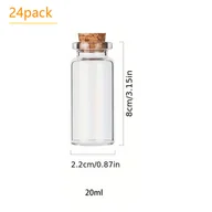 Pozostałe akcesoria kosmetyczne - TEMU 12/24 szt. 10Ml 20Ml Małe Szklane Butelki z Korkiem Mini Butelki Małe Fiołki z Pokrywkami, Małe Słoiczki na Zaklęcia, Mini Butelki na Napoje, - miniaturka - grafika 1