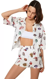 Trendyol Damska koszula z nadrukiem krajobrazowym z nadrukiem dwuczęściowym, Bardzo kolorowy, 38 - Koszule damskie - miniaturka - grafika 1