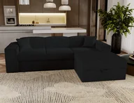 Narożniki - Sofa narożna z funkcją spania Santorini - Sofa 250 cm z funkcją spania, narożnik w kształcie litery L, rozkładana sofa - Prawa - Czarny & Poso 135 - miniaturka - grafika 1