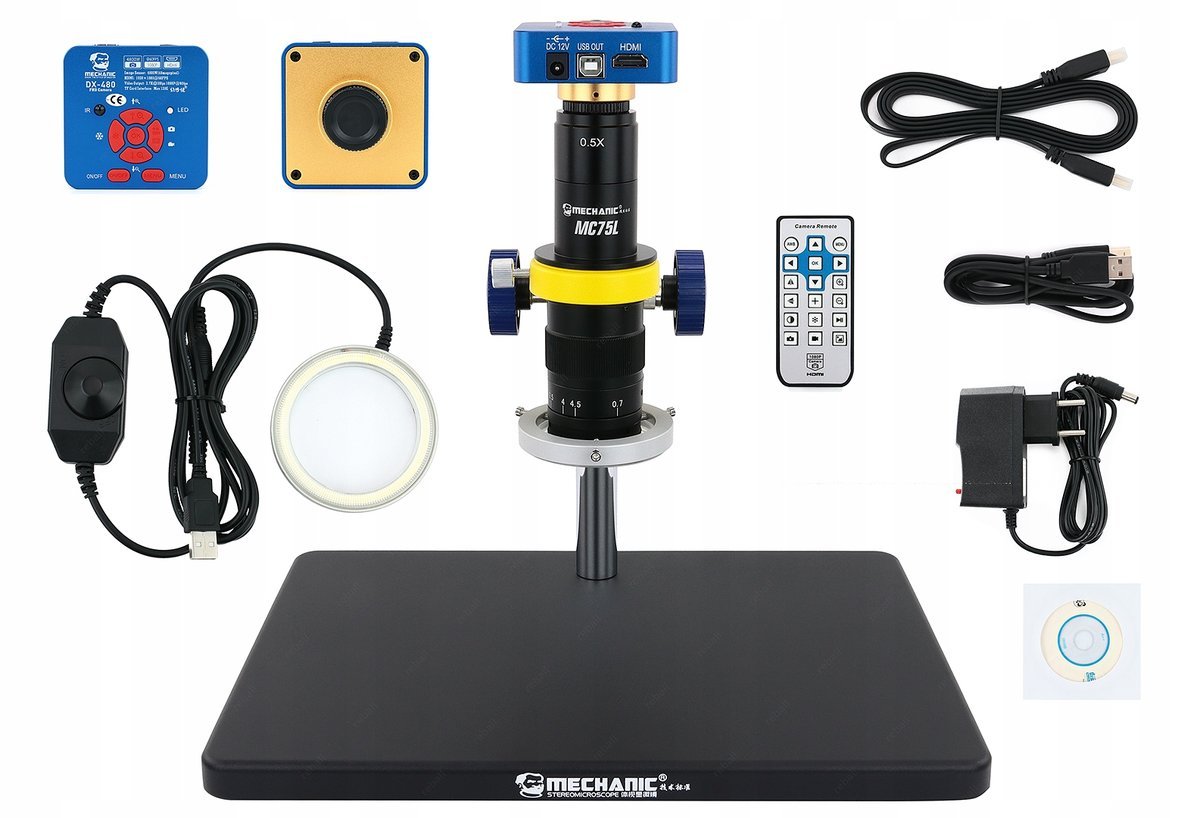 MIKROSKOP CYFROWY MECHANIC MC75L-B3 + KAMERA 2,7K SERWISOWY DLA ELEKTRONIKA