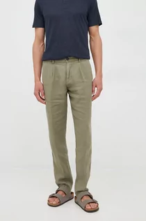 Spodnie męskie - Marc O'Polo Marc O'Polo spodnie lniane męskie kolor zielony joggery - grafika 1