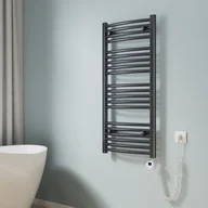 Ręczniki - EMKE Grzejnik łazienkowy zakrzywiony Suszarka do ręczników Z elementem grzejnym sterowanym czasowo Zestaw termostatów, grzejnik elektryczny (antracyt 100x50cm) - miniaturka - grafika 1