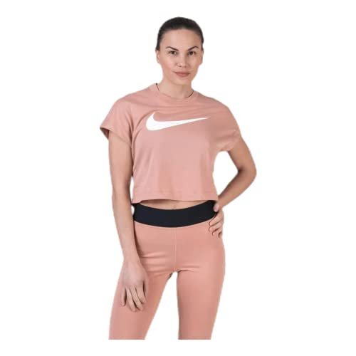 Nike damska koszulka Swsh Crop Rose Gold/White L