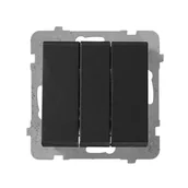 Wyłączniki światła i elektryczne - LEDart potrójny, Ospel SONATA ŁP-13R/m/33, bez ramki, kolor czarny metalik - miniaturka - grafika 1