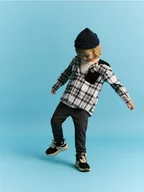 Bluzki dla niemowląt - Reserved - Koszula w kratę z kapturem - jasnoszary - miniaturka - grafika 1