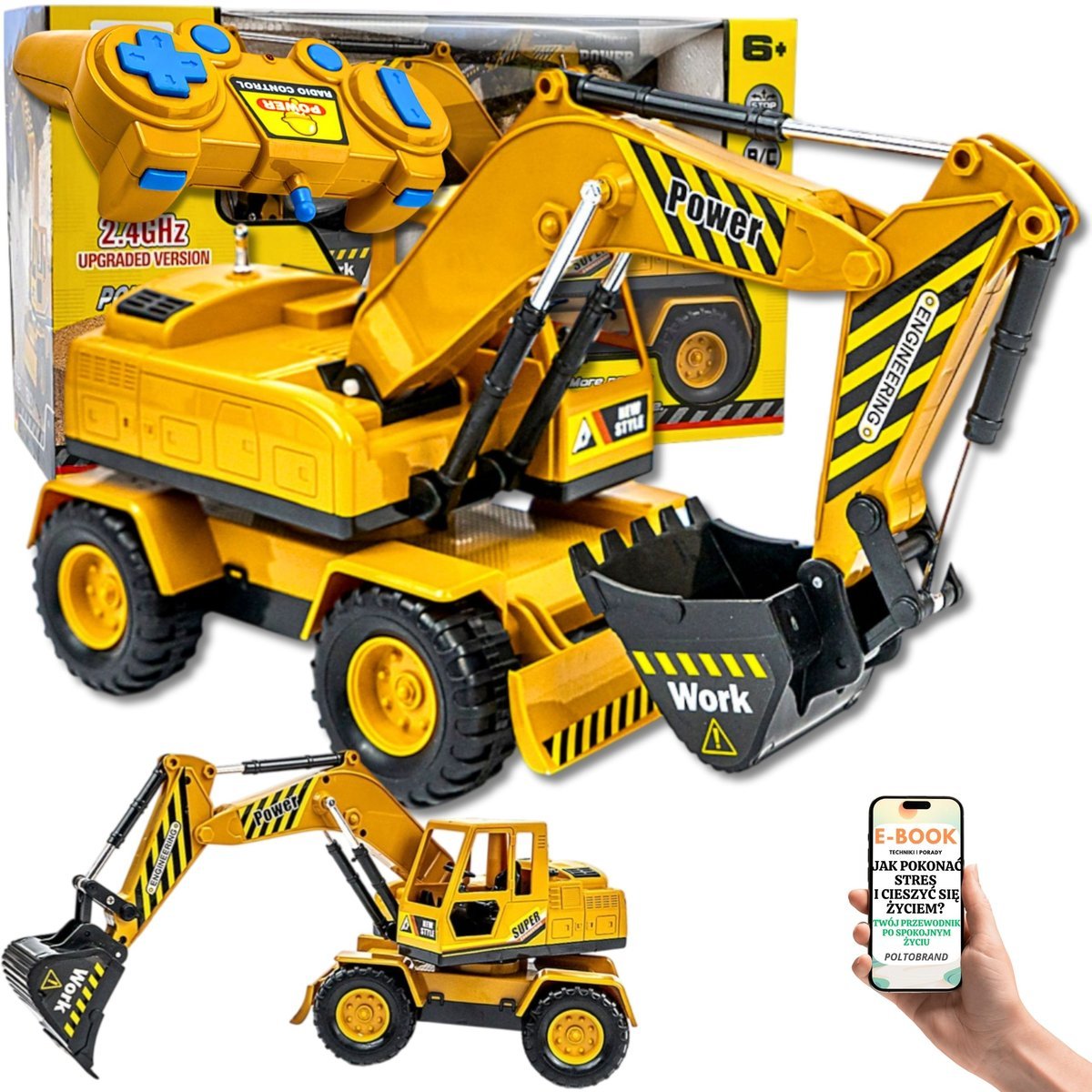 ZDALNIE STEROWANA KOPARKA SPYCHACZ 2W1 AUTO NA PILOT AKUMULATOR PREZENT DLA WNUCZKA CHŁOPCA SYNA + EBOOK-1