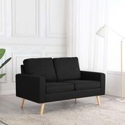 Sofy i kanapy - vidaXL 2-osobowa sofa, czarna, tapicerowana tkaniną - miniaturka - grafika 1