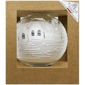 Bombki - Bombka szklana dekorowana pejzaż 15 cm biały - miniaturka - grafika 1