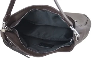 Pojemna skórzana torba z frędzlem - Brązowa ciemna - Torebki damskie - miniaturka - grafika 9