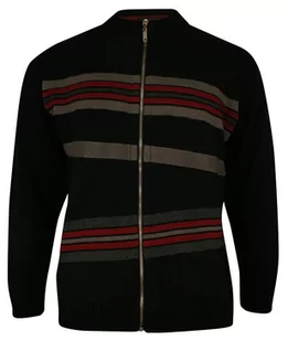 Sweter Czarny, Zapinany na Zamek, w Paski, ze Ściągaczami -KINGS- Męski - Kings - Swetry męskie - miniaturka - grafika 1