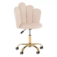 Krzesła - Krzesło obrotowe muszelka DC-907-S beżowy welur, złota noga - miniaturka - grafika 1