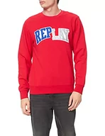 Bluzy męskie - Replay Bluza męska, 919 Red, S - miniaturka - grafika 1
