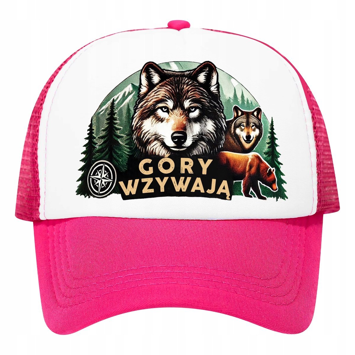Czapka z daszkiem trucker siateczka tirówka GÓRY WZYWAJĄ wilk las w góry 05