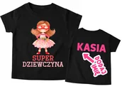 Koszulki dla dziewczynek - Koszulka dla dziewczynki na prezent z imieniem - SUPER DZIEWCZYNA - miniaturka - grafika 1