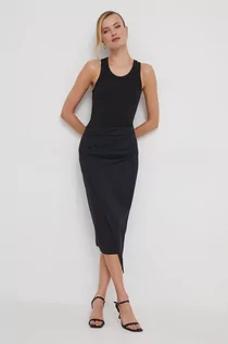 Spódnice - Calvin Klein spódnica kolor czarny midi ołówkowa - grafika 1