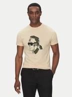 Koszulki męskie - KARL LAGERFELD T-Shirt 755067 552241 Beżowy Regular Fit - miniaturka - grafika 1