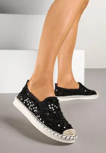 Czarne Espadryle z Siateczki Zdobionej Cekinami Viviluria - Espadryle damskie - miniaturka - grafika 1