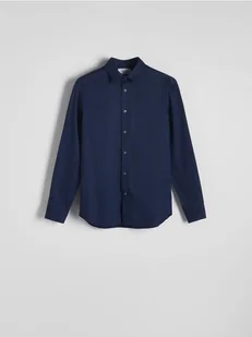 Reserved - Bawełniana koszula slim fit - granatowy - Koszule męskie - miniaturka - grafika 1