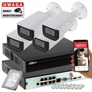 System monitoringu domu sklepu 4 kamery IP 8MPx Dahua IPC-HFW3841T-ZAS-27135 ZOOM Starlight Analiza SMD PLUS - Zestawy do monitoringu - miniaturka - grafika 1