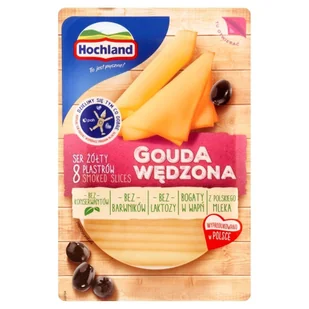 Hochland GOUDA WĘDZONA SER ŻÓŁTY W PLASTRACH. SER PODPUSZCZKOWY DOJRZEWAJĄCY 135 G - Sery - miniaturka - grafika 1