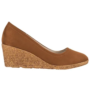 Goodin Zamszowe Czółenka Na Koturnie brązowe - Czółenka - miniaturka - grafika 1