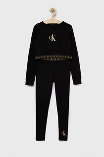 Piżamy dla dziewczynek - Calvin Klein Underwear piżama dziecięca kolor czarny z nadrukiem - grafika 1