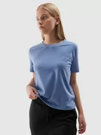 Koszulki sportowe damskie - Damski t-shirt basic 4F 4FWAW24TTSHF1650 - niebieski - miniaturka - grafika 1