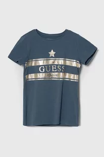 Koszulki dla dziewczynek - Guess t-shirt dziecięcy kolor niebieski - grafika 1