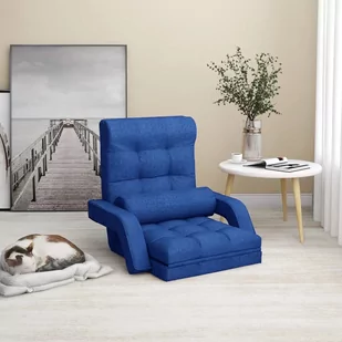 VidaXL Lumarko Składane krzesło podłogowe, funkcja spania, niebieskie, tkanina 336525 VidaXL - Szezlongi - miniaturka - grafika 1