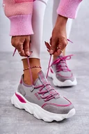 Sneakersy damskie - Damskie Sneakersy Memory Foam System Big Star KK274030 Szare-39 - miniaturka - grafika 1