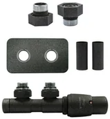 Zawory i kraniki - Zawór termostatyczny 50mm TWINS ciemny grafit strukturalny prawy GZ1/2 All in One rozeta zespolona prostokątna - miniaturka - grafika 1