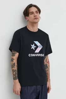 Koszulki męskie - Converse t-shirt bawełniany męski kolor czarny z nadrukiem - grafika 1