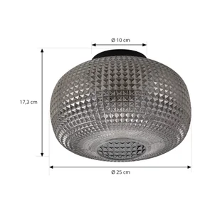 Lampa sufitowa Lindby Hildur, Ø 25 cm, dymny szary, szkło - Lampy sufitowe - miniaturka - grafika 1