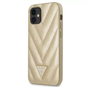 Guess GUHCP12SPUVQTMLBE iPhone 12 mini 5,4" złoty/gold hardcase V-Quilted Collection - Etui i futerały do telefonów - miniaturka - grafika 2
