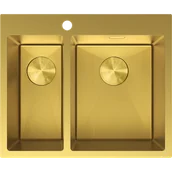 Zlewozmywaki - Mexen Flexo zlewozmywak stalowy 1,5-komorowy 610 x 510 mm, złoty HC - 6446611500-55HC - miniaturka - grafika 1