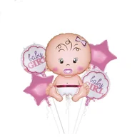 Balony i akcesoria - Zestaw balonów "Baby Girl" bobas Girl, BABY SHOWER, 5 el. - miniaturka - grafika 1