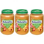 Desery dla dzieci - BoboVita Deserek Brzoskwinie jabłka banany i kiwi po 6 miesiącu Zestaw 3 x 190 g - miniaturka - grafika 1