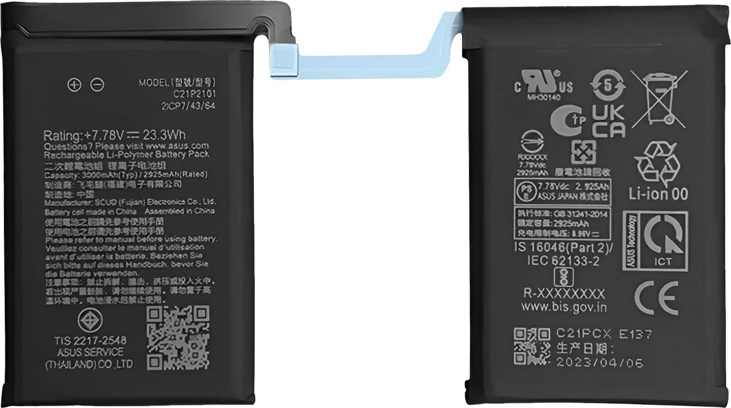 Clappio, C21P2101 Zamienna bateria do Asus Rog Phone 7, pojemność 6000 mAh, czarna