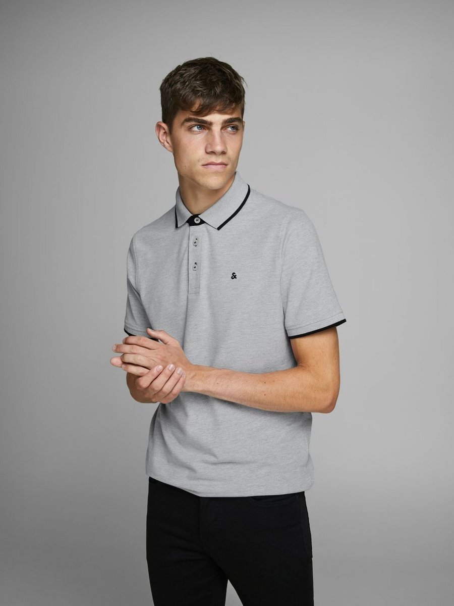 polo uomo jack and jones 12136668 paulos light grey melange