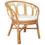 Krzesła - vidaXL Lumarko Krzesło stołowe z poduszką, jasnobrązowy naturalny rattan i len 325477 - miniaturka - grafika 1